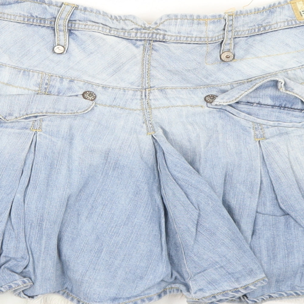 River Island Womens Blue  Cotton Mini Skirt Size 10   Button
