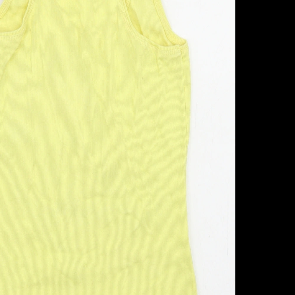 Lipsy Womens Yellow  Polyester Basic Tank Size 12 Round Neck