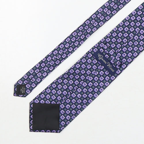 Gianni Ricci Mens Purple Geometric Silk Pointed Tie One Size