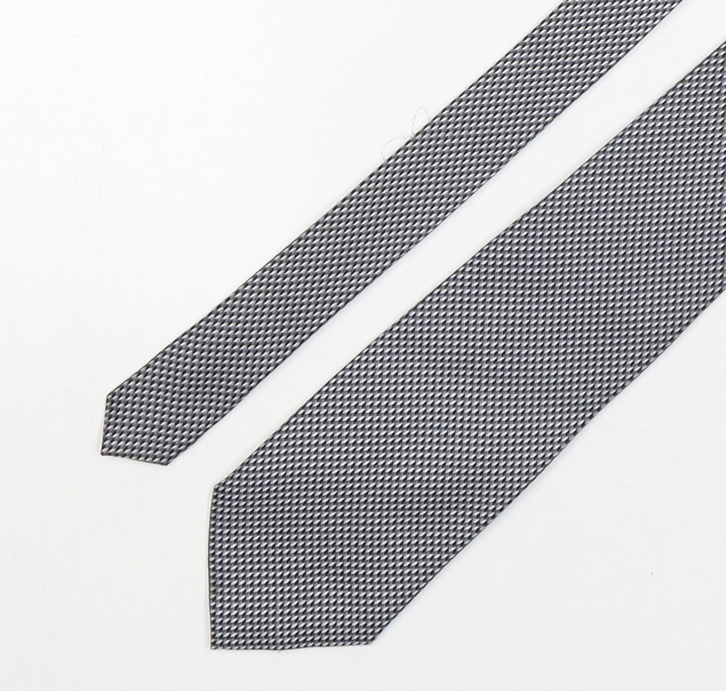 BHS Mens Grey Geometric Polyester Pointed Tie One Size