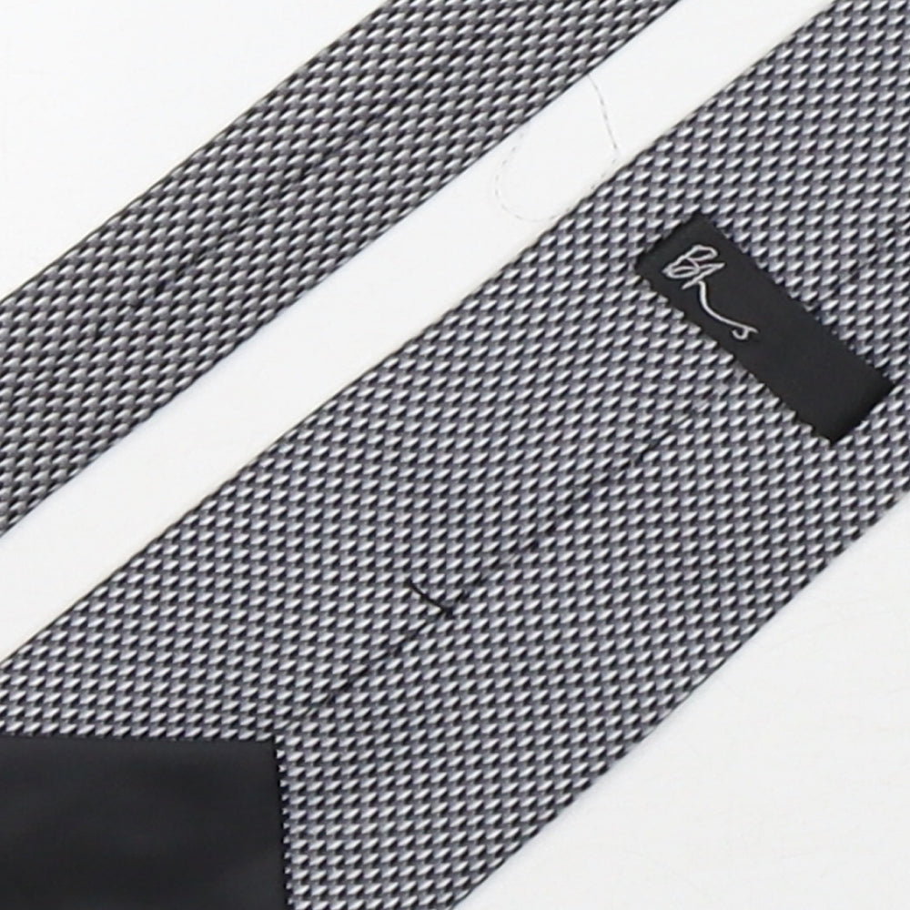 BHS Mens Grey Geometric Polyester Pointed Tie One Size