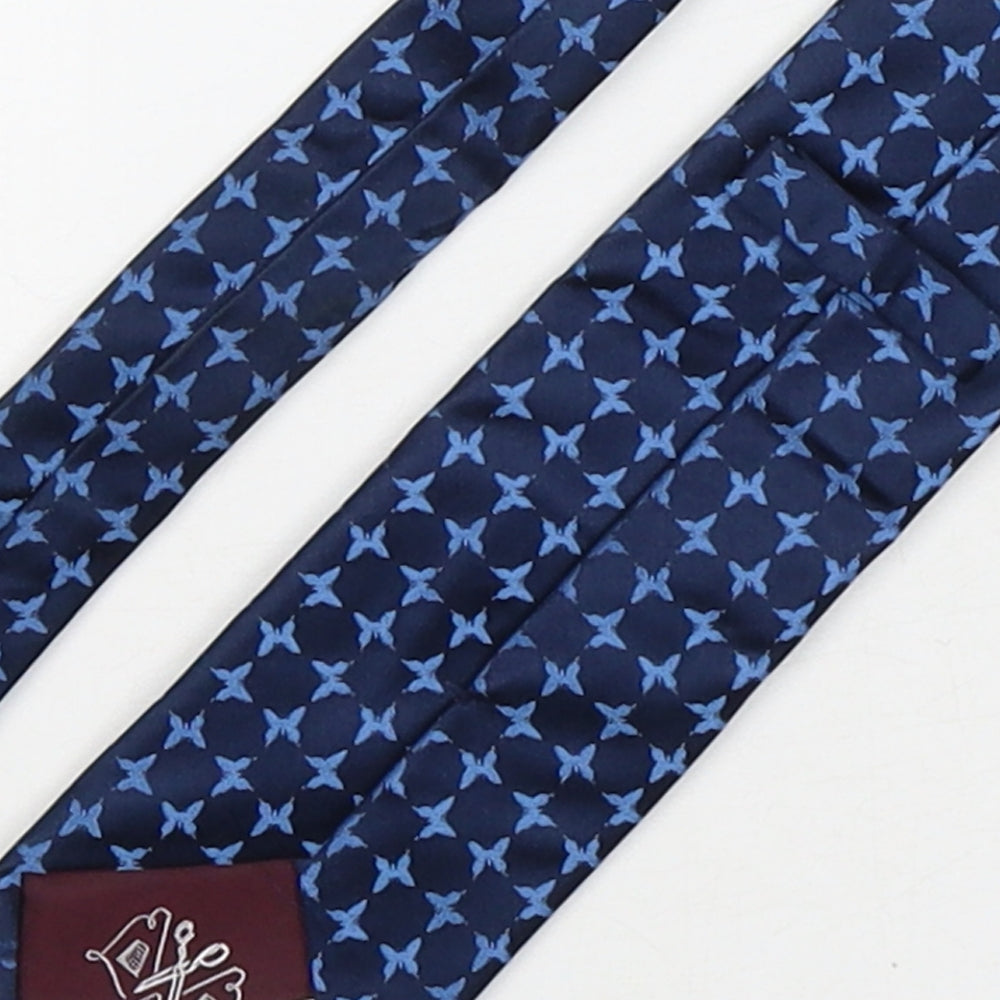 Marks and Spencer Mens Blue Geometric Silk Pointed Tie One Size