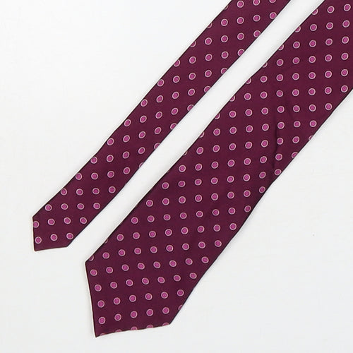 Marks and Spencer Mens Purple Polka Dot Silk Pointed Tie One Size