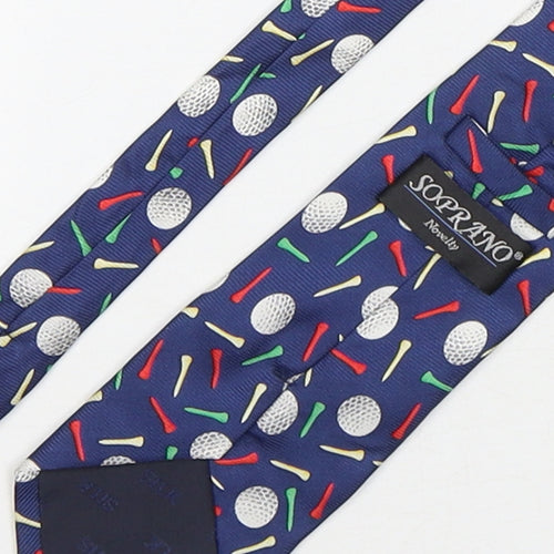 Soprano Mens Multicoloured Geometric Silk Pointed Tie One Size - Golf