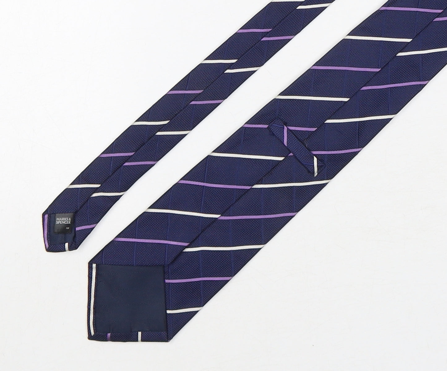 Marks and Spencer Mens Multicoloured Striped Silk Pointed Tie One Size