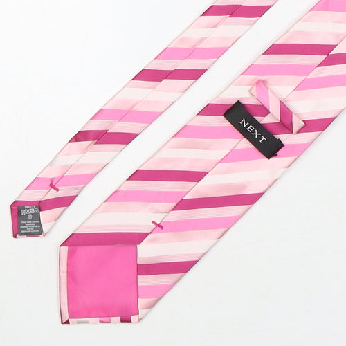 NEXT Mens Pink Striped Polyester Pointed Tie One Size