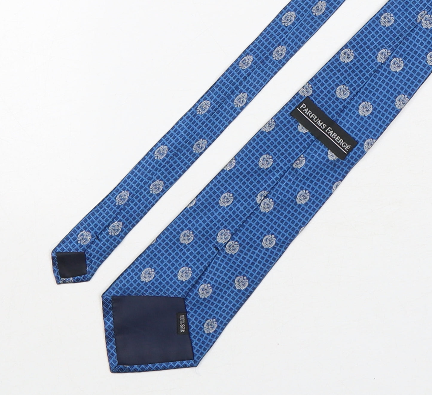 Parfums Faberge Mens Blue Plaids & Checks Silk Pointed Tie One Size