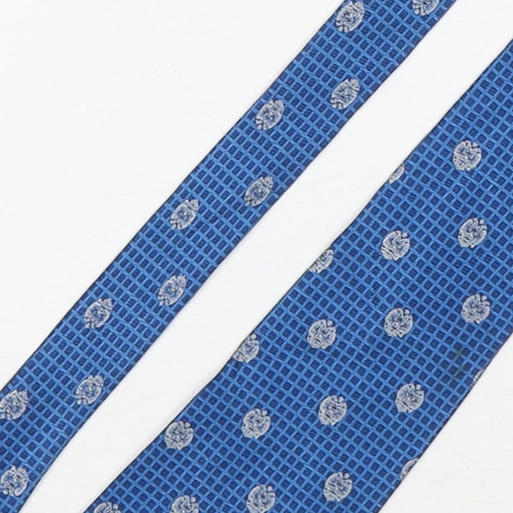 Parfums Faberge Mens Blue Plaids & Checks Silk Pointed Tie One Size