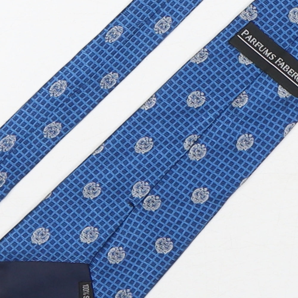Parfums Faberge Mens Blue Plaids & Checks Silk Pointed Tie One Size