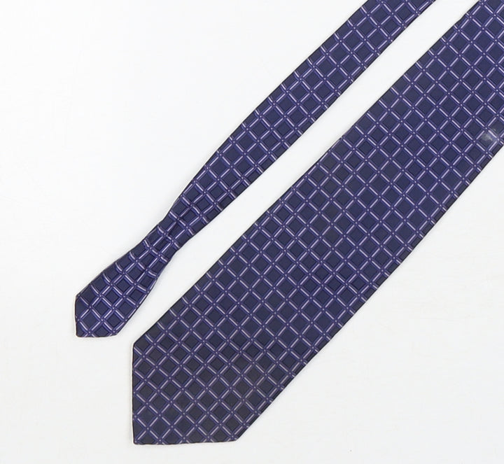 Debenhams  Mens Purple Plaids & Checks Polyester Pointed Tie One Size