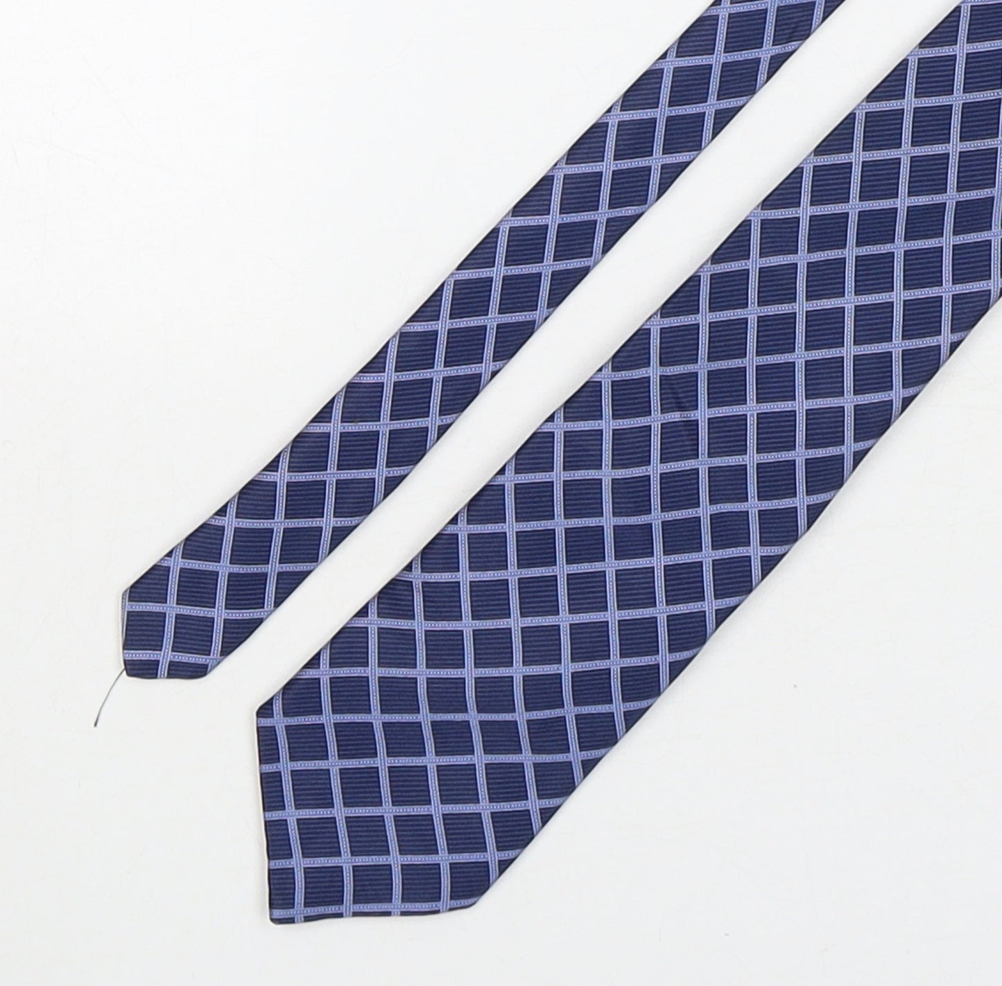 Marks and Spencer Mens Blue Plaids & Checks Silk Pointed Tie One Size