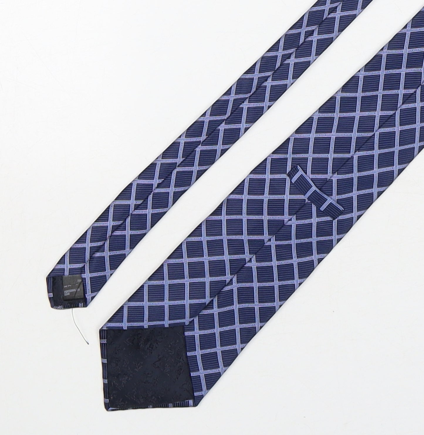 Marks and Spencer Mens Blue Plaids & Checks Silk Pointed Tie One Size