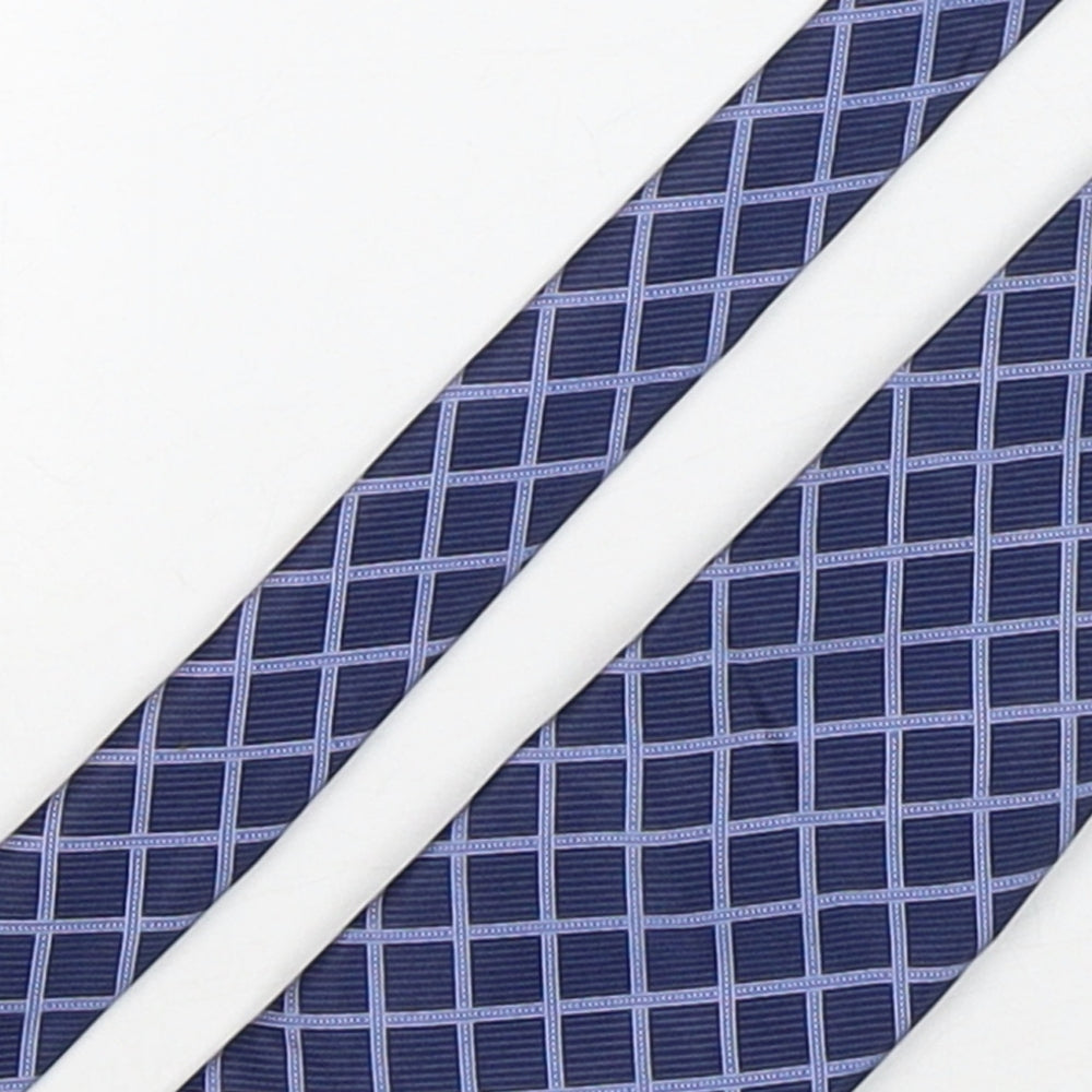 Marks and Spencer Mens Blue Plaids & Checks Silk Pointed Tie One Size