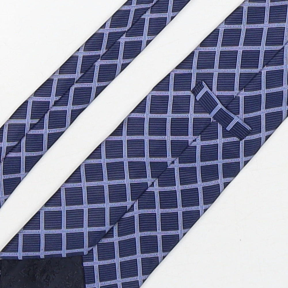 Marks and Spencer Mens Blue Plaids & Checks Silk Pointed Tie One Size
