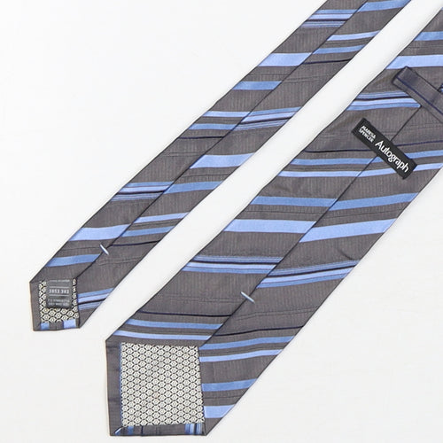Autograph Mens Multicoloured Striped Silk Pointed Tie One Size
