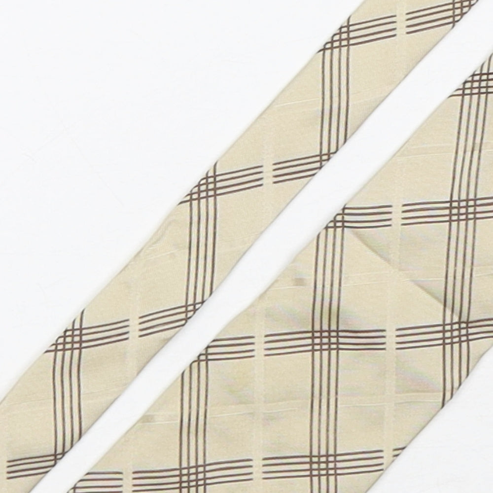 NEXT Mens Beige Plaids & Checks Silk Pointed Tie One Size