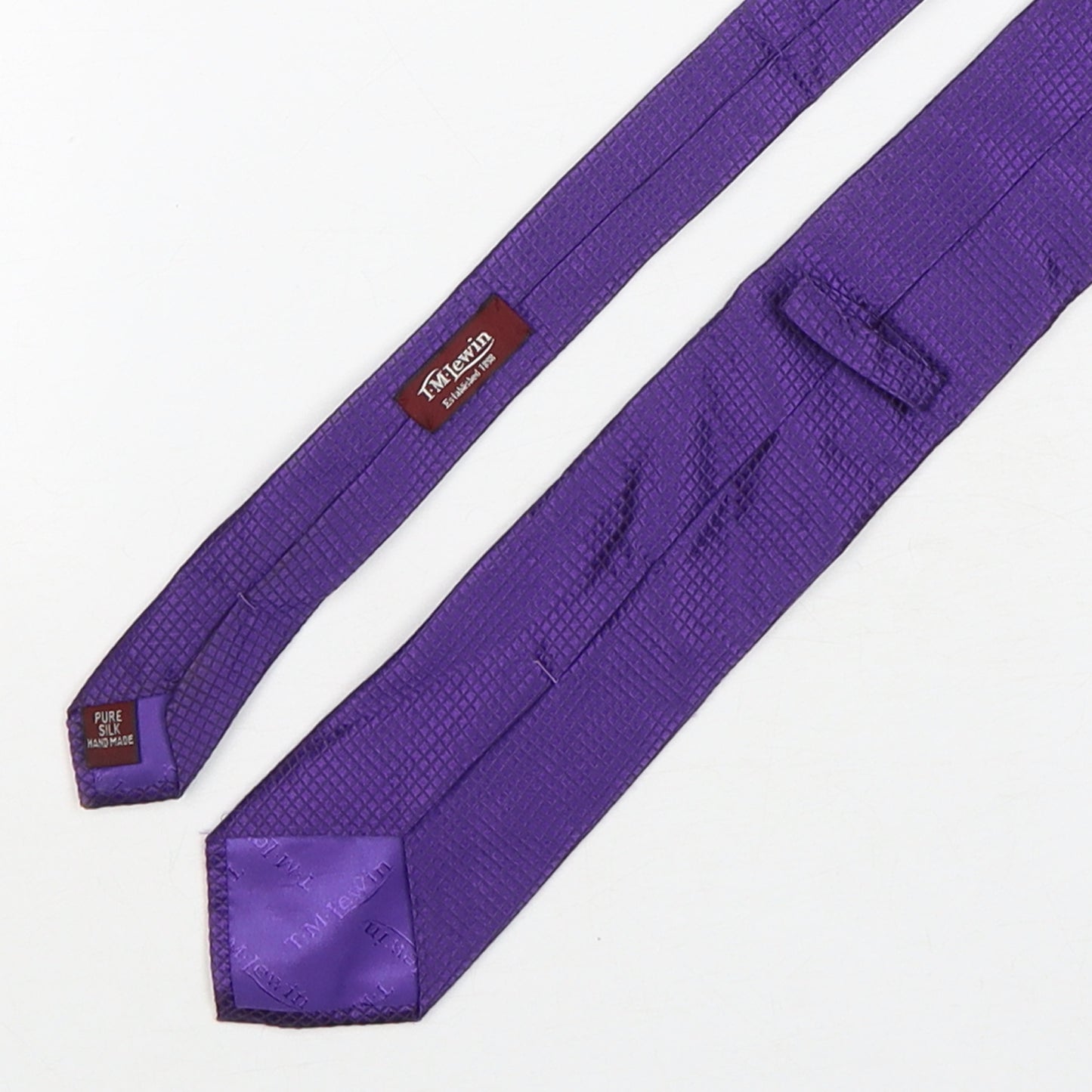 T.M.Lewin  Mens Purple Grenadine Silk Pointed Tie One Size