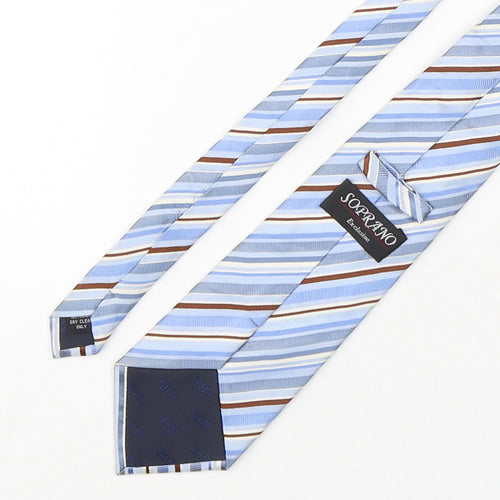 Soprano Mens Multicoloured Striped Silk Pointed Tie One Size