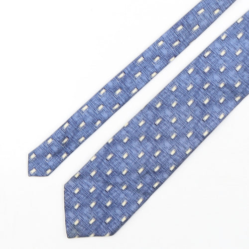 Marks and Spencer Mens Blue Geometric Silk Pointed Tie One Size