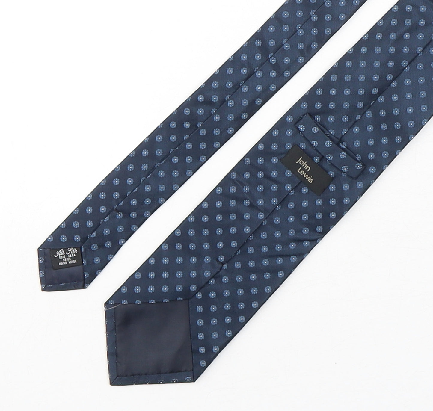 John Lewis  Mens Blue Geometric Silk Pointed Tie One Size