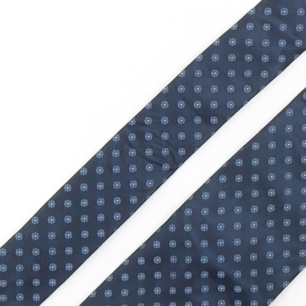 John Lewis  Mens Blue Geometric Silk Pointed Tie One Size