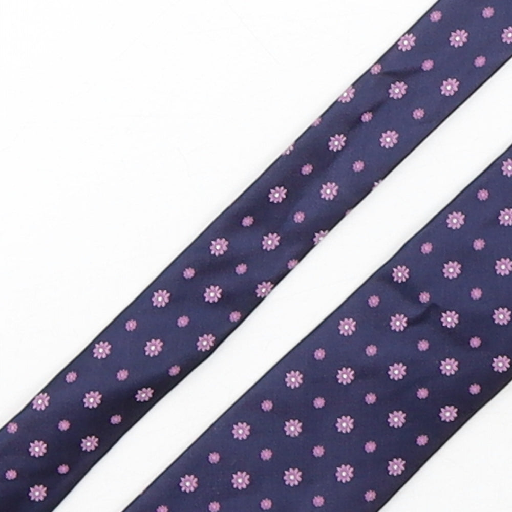 Alexandre Mens Purple Floral Silk Pointed Tie One Size
