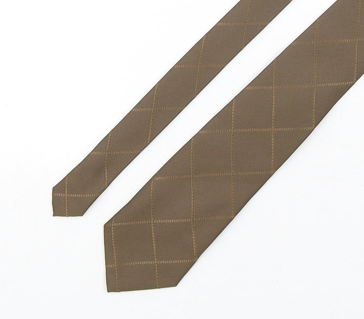 Hutson Harbour Mens Brown Plaids & Checks Polyester Pointed Tie One Size