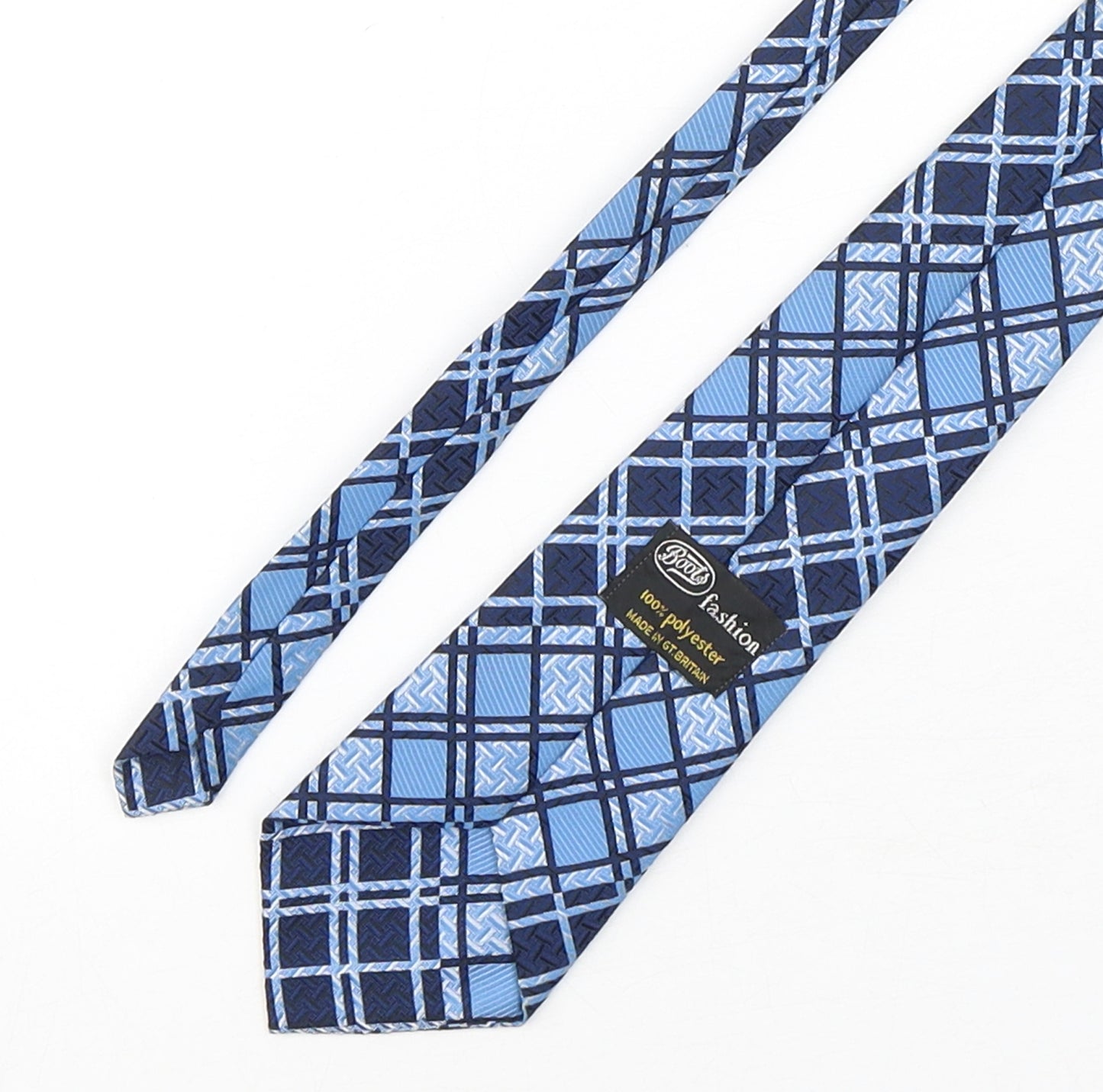 Boots Mens Blue Plaids & Checks Polyester Pointed Tie One Size