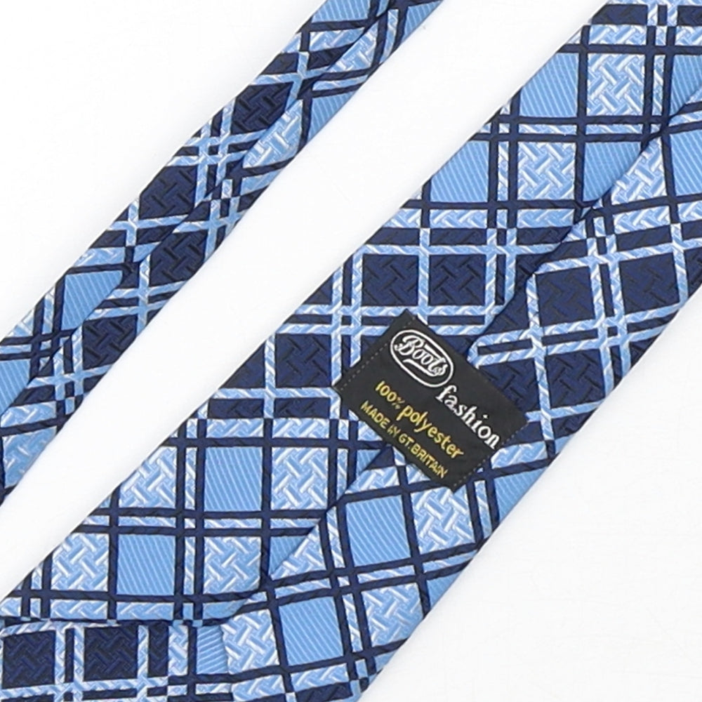 Boots Mens Blue Plaids & Checks Polyester Pointed Tie One Size
