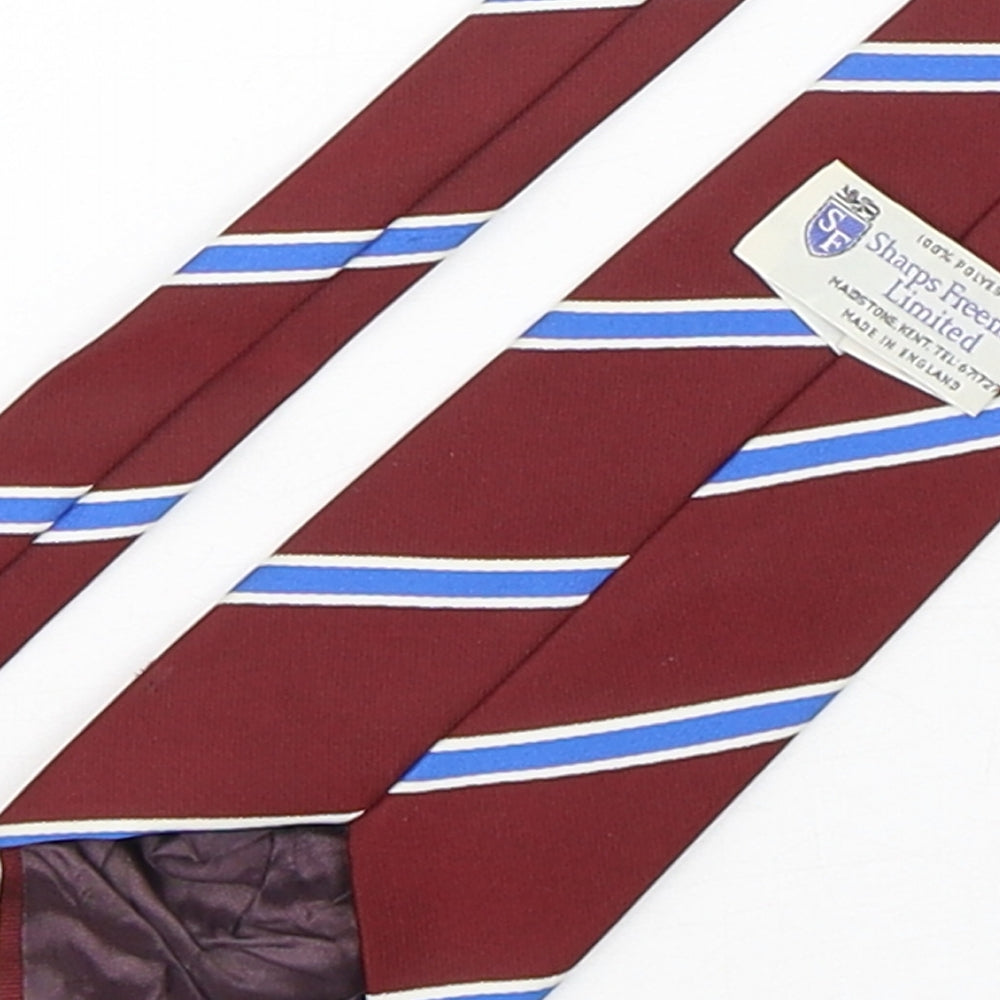 Sharps Freeman  Mens Multicoloured Striped Polyester Pointed Tie One Size