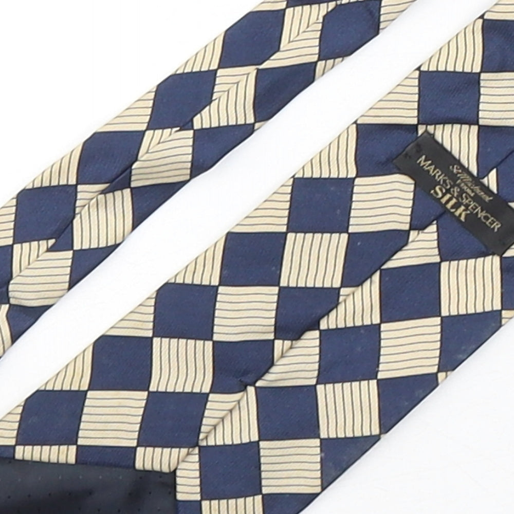 Marks and Spencer Mens Multicoloured Plaids & Checks Silk Pointed Tie One Size