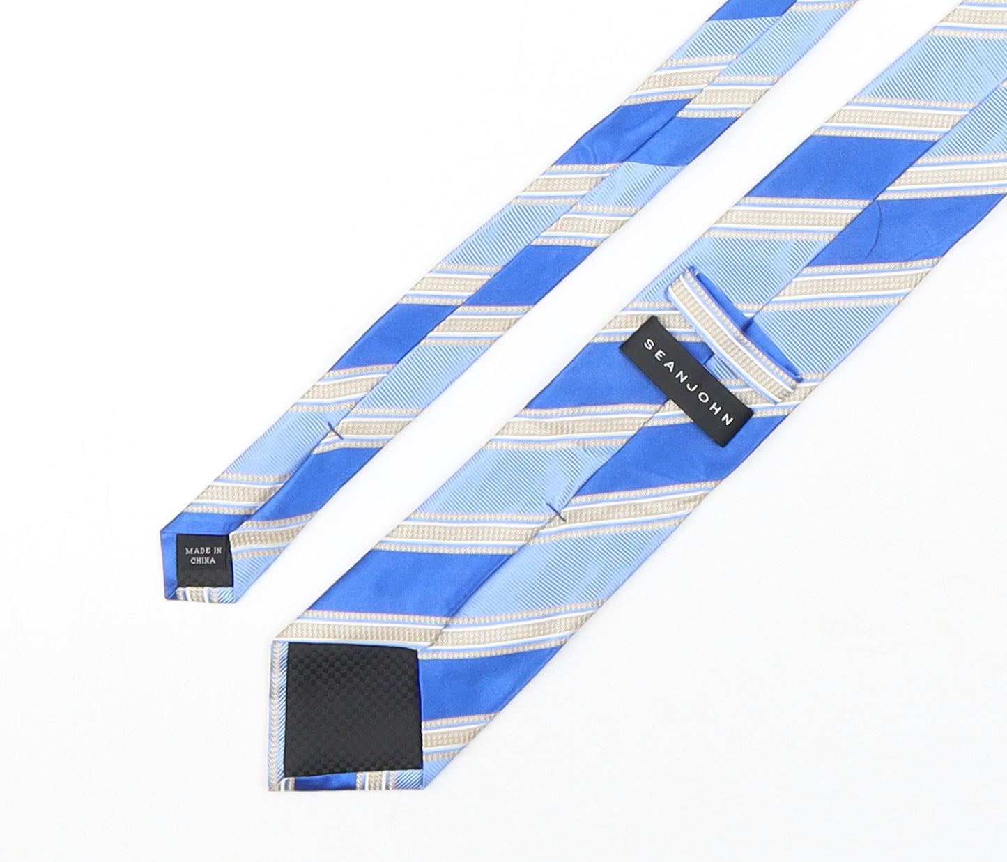 Sean John Mens Blue Striped Silk Pointed Tie One Size