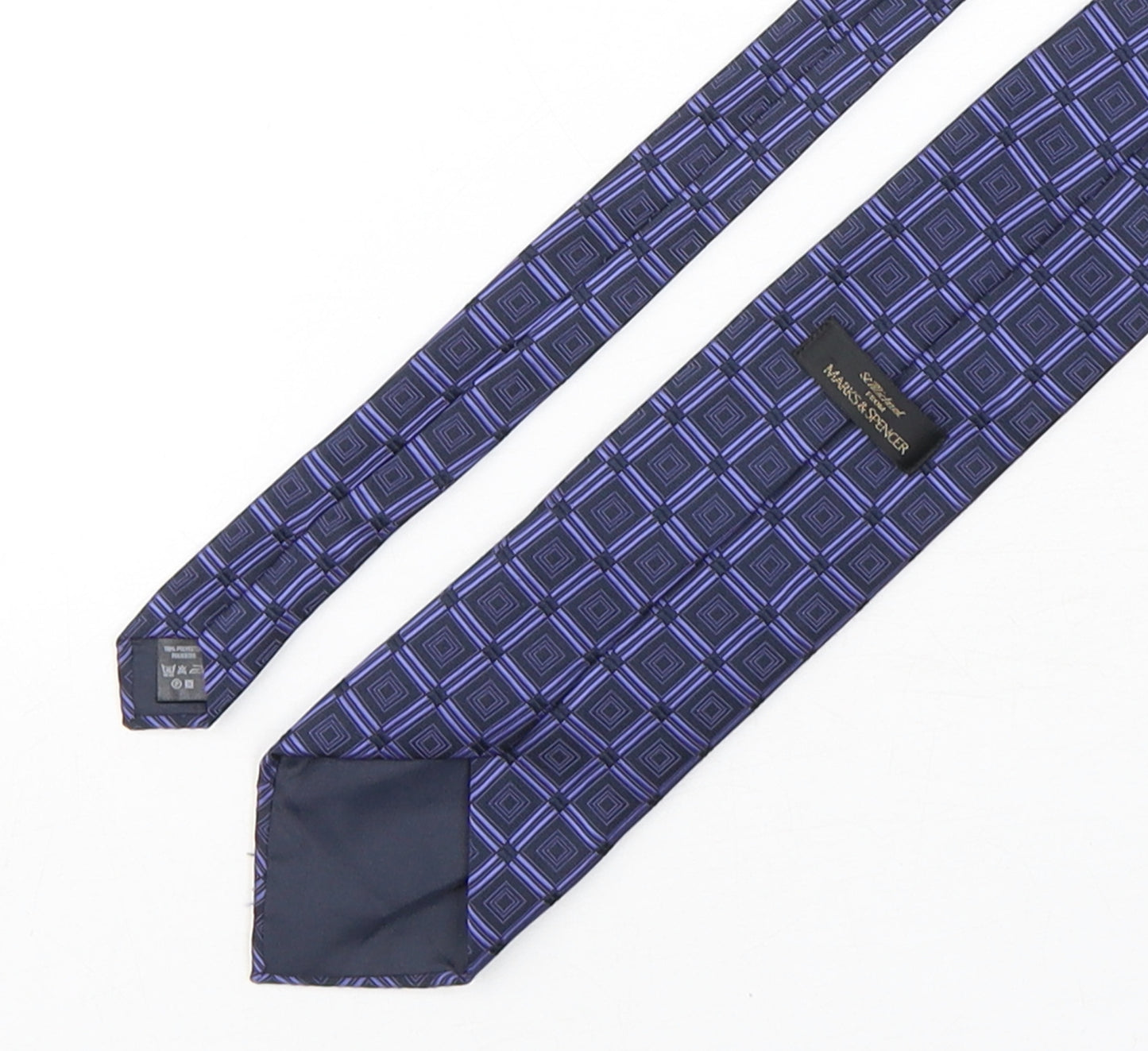 Marks and Spencer Mens Purple Geometric Polyester Pointed Tie One Size