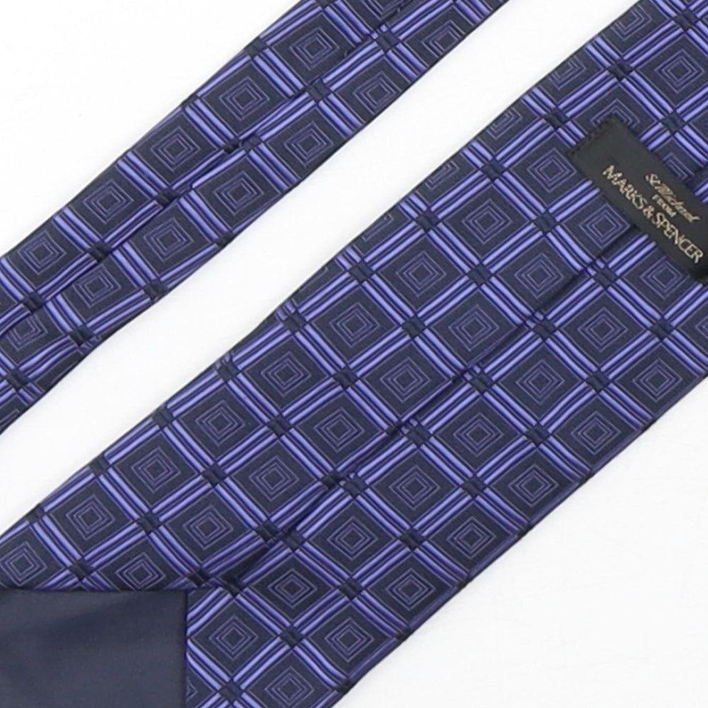 Marks and Spencer Mens Purple Geometric Polyester Pointed Tie One Size