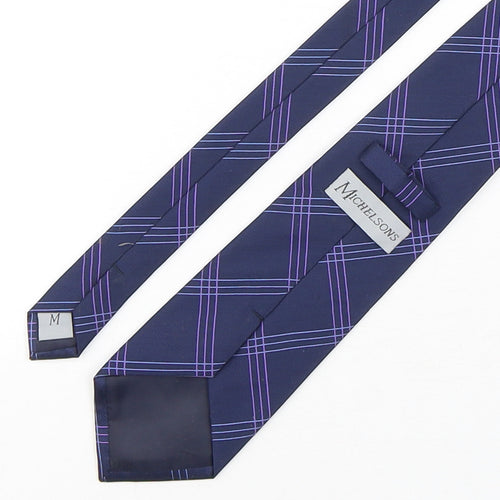 Michelsons Mens Purple Plaids & Checks Polyester Pointed Tie One Size