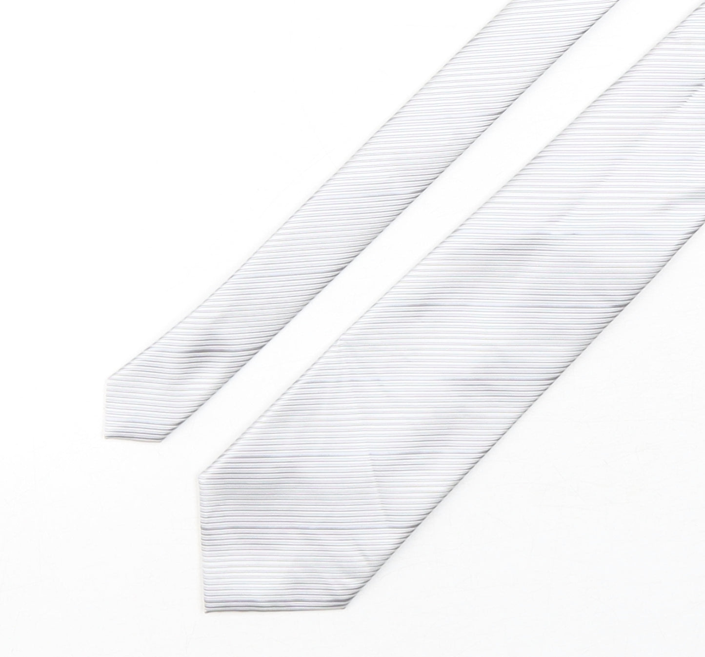 London Road Mens Silver Striped Polyester Pointed Tie One Size