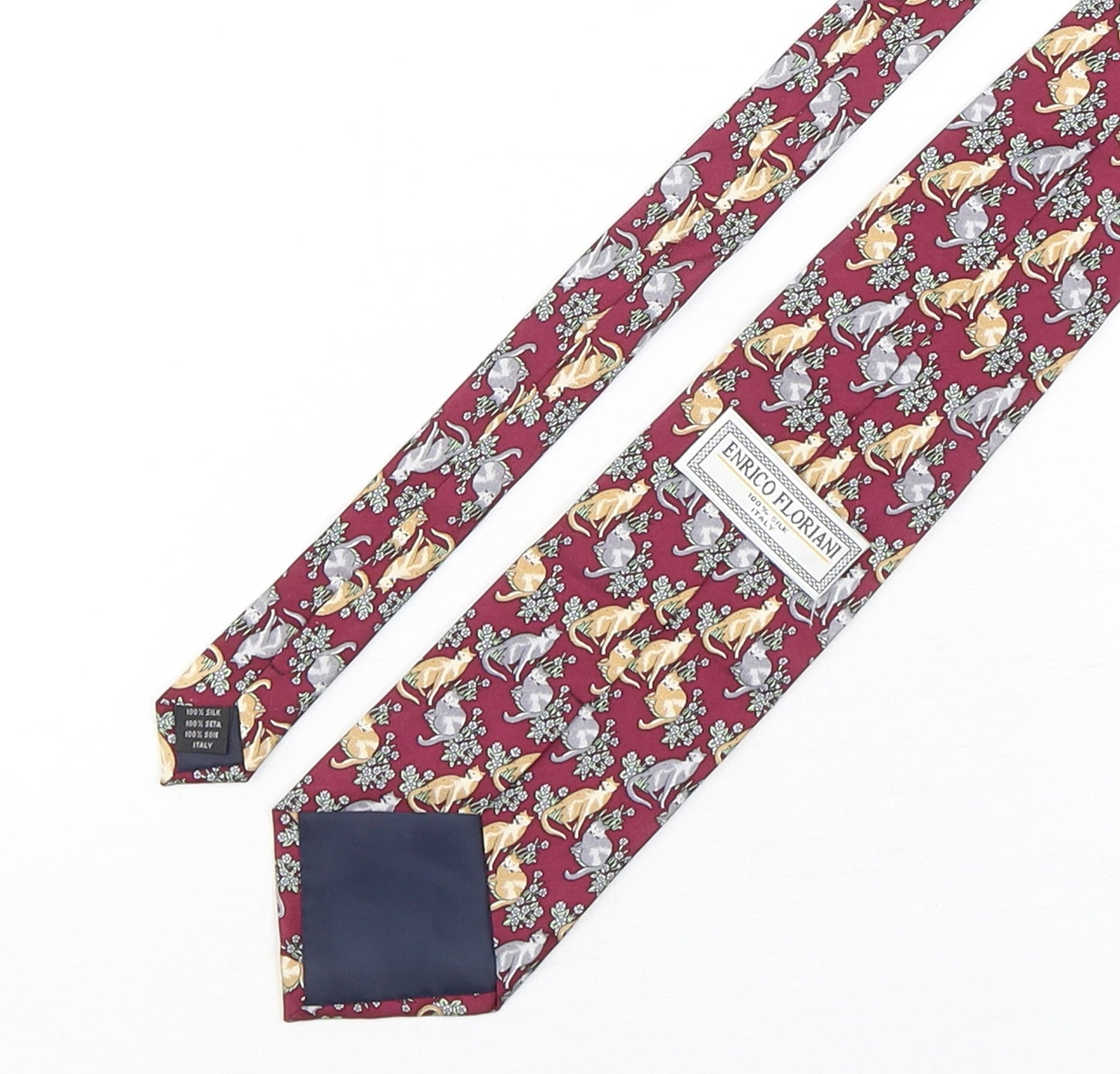 Enrico Floriani Mens Multicoloured Geometric Silk Pointed Tie One Size