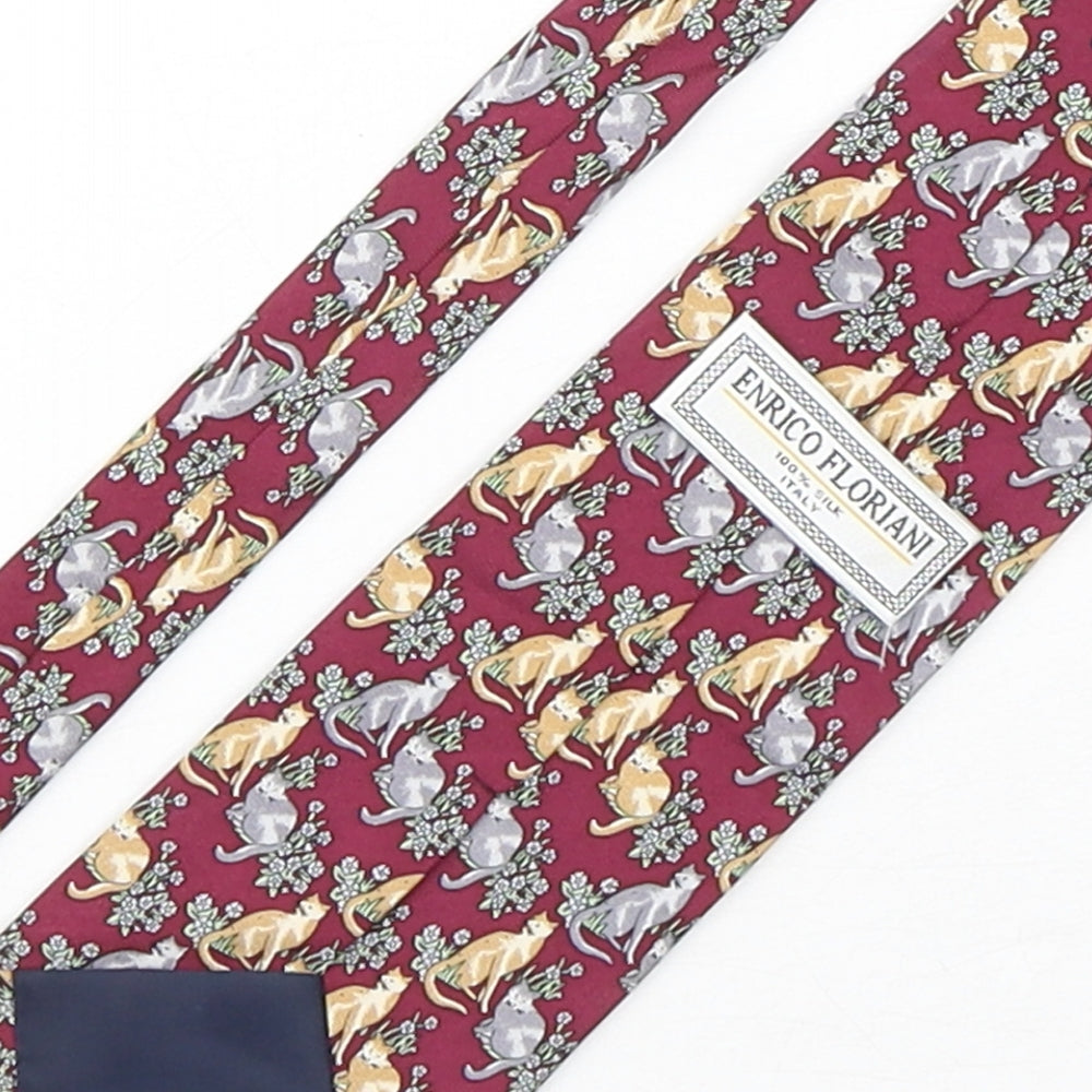 Enrico Floriani Mens Multicoloured Geometric Silk Pointed Tie One Size