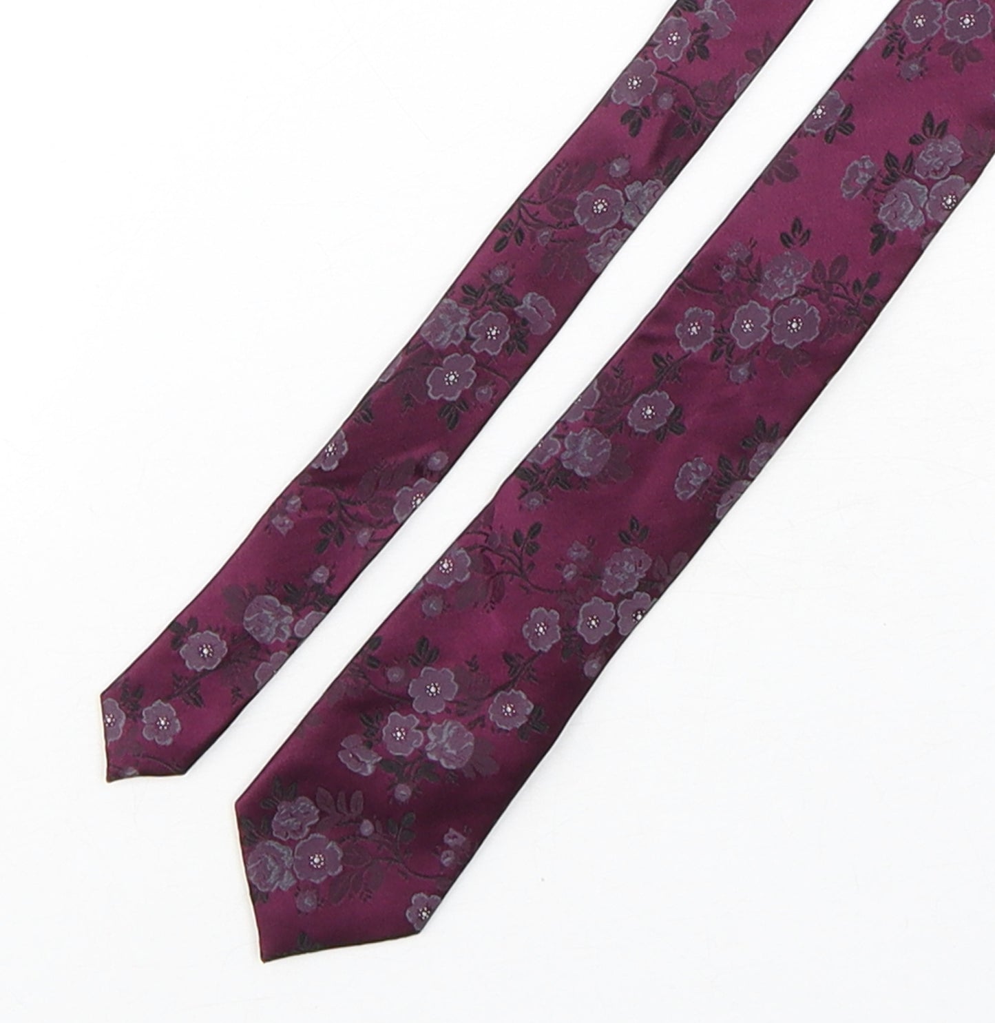 NEXT Mens Purple Floral Silk Pointed Tie One Size