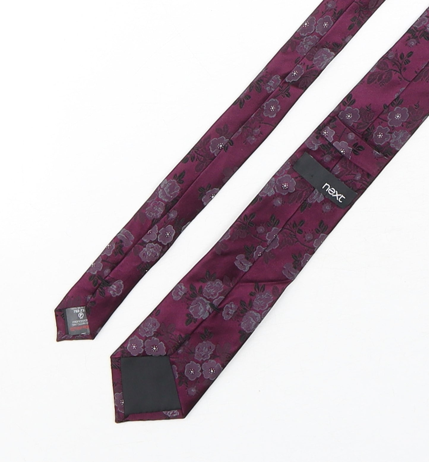 NEXT Mens Purple Floral Silk Pointed Tie One Size
