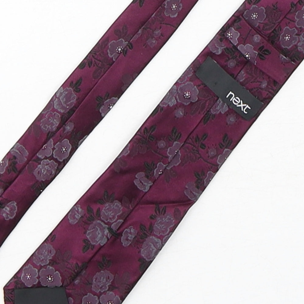 NEXT Mens Purple Floral Silk Pointed Tie One Size