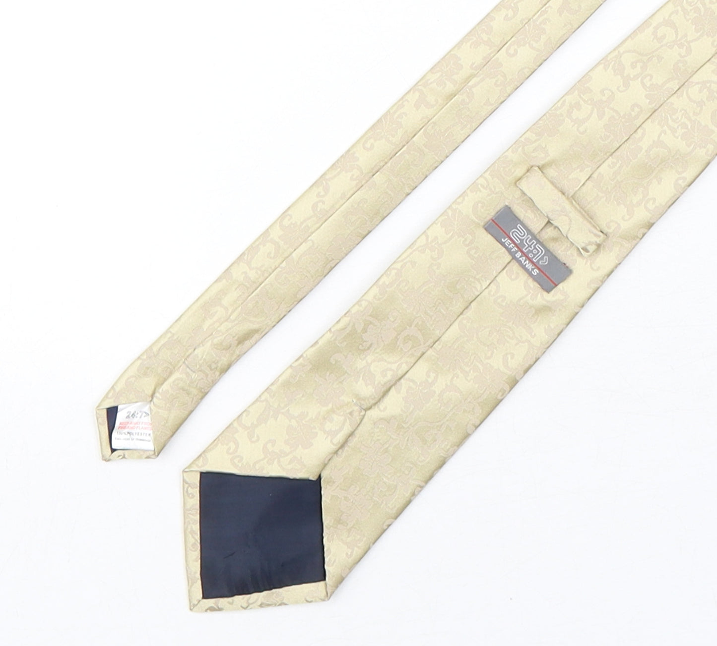 Jeff Banks  Mens Gold Paisley Polyester Pointed Tie One Size