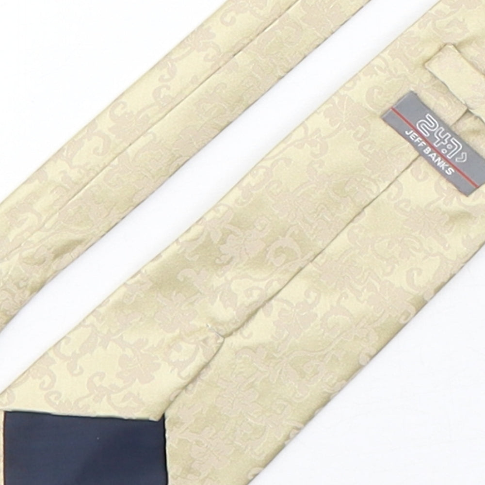Jeff Banks  Mens Gold Paisley Polyester Pointed Tie One Size