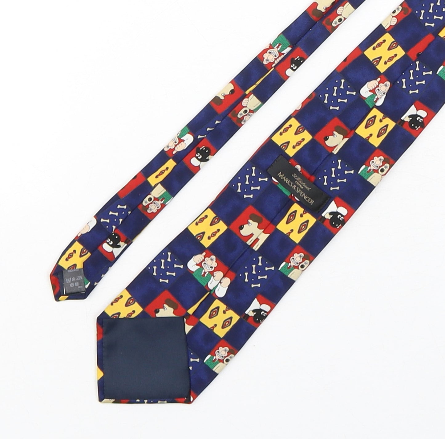Marks and Spencer Mens Multicoloured Geometric Polyester Pointed Tie One Size - Wallace And Gromit