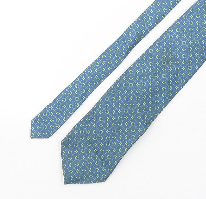 BHS Mens Green Geometric Silk Pointed Tie One Size