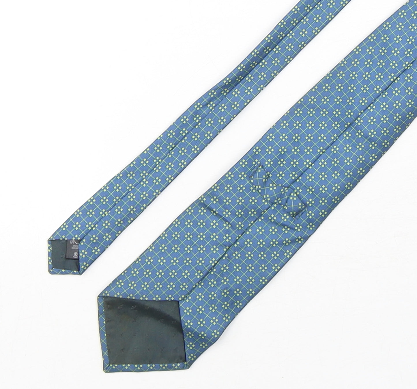 BHS Mens Green Geometric Silk Pointed Tie One Size