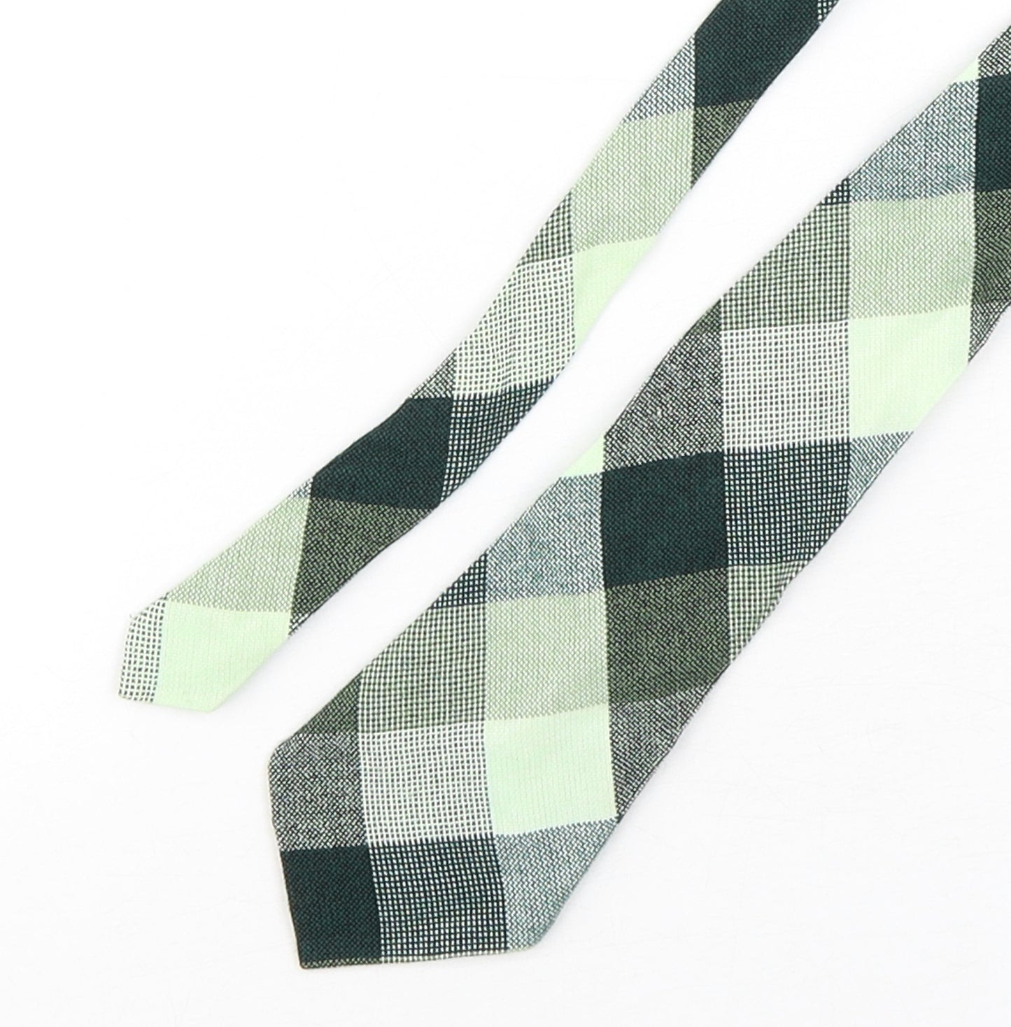 Keynote Mens Green Plaids & Checks  Pointed Tie One Size