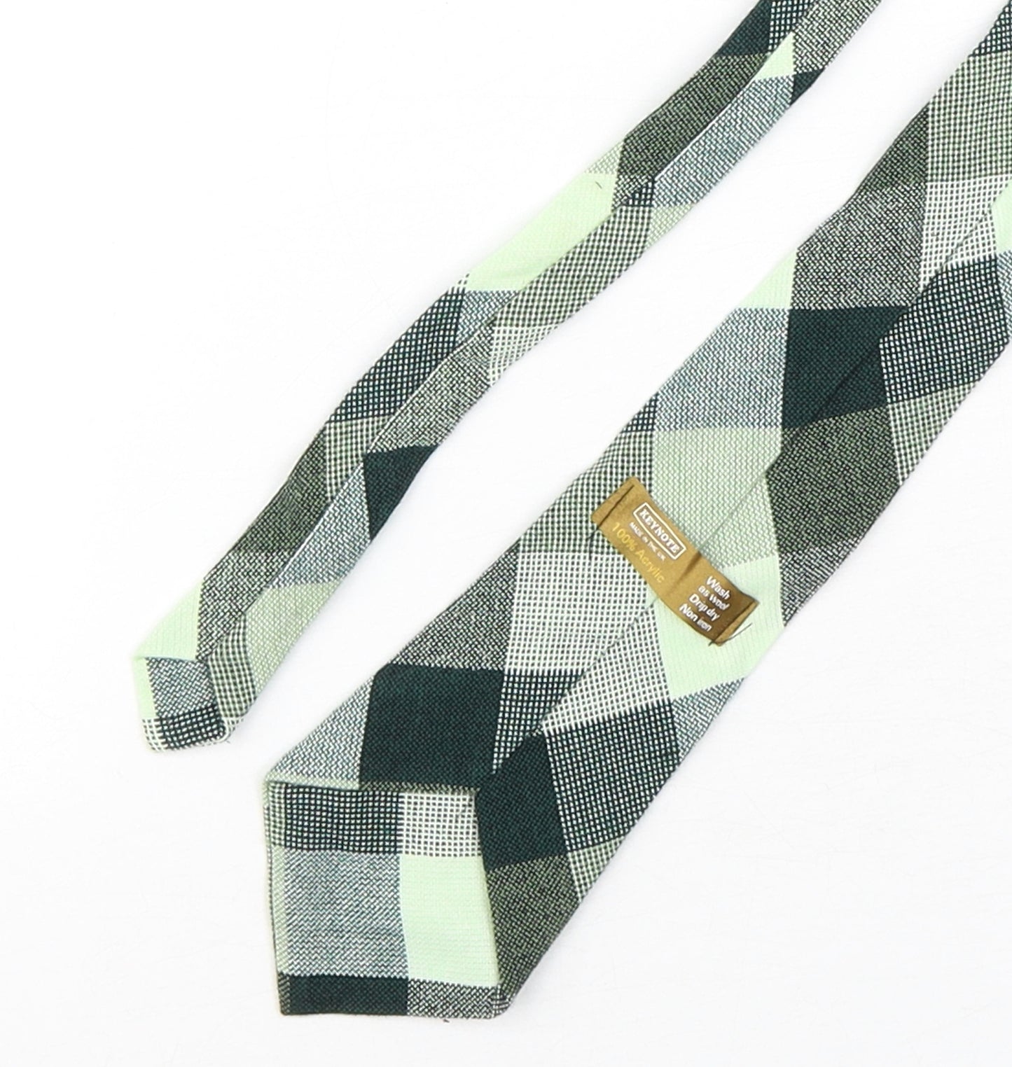 Keynote Mens Green Plaids & Checks  Pointed Tie One Size