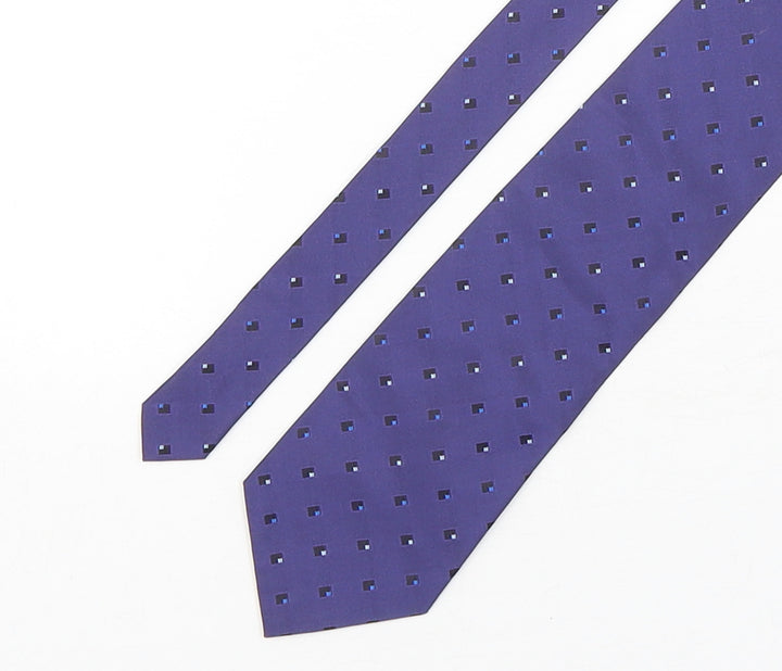 BHS Mens Purple Geometric Polyester Pointed Tie One Size