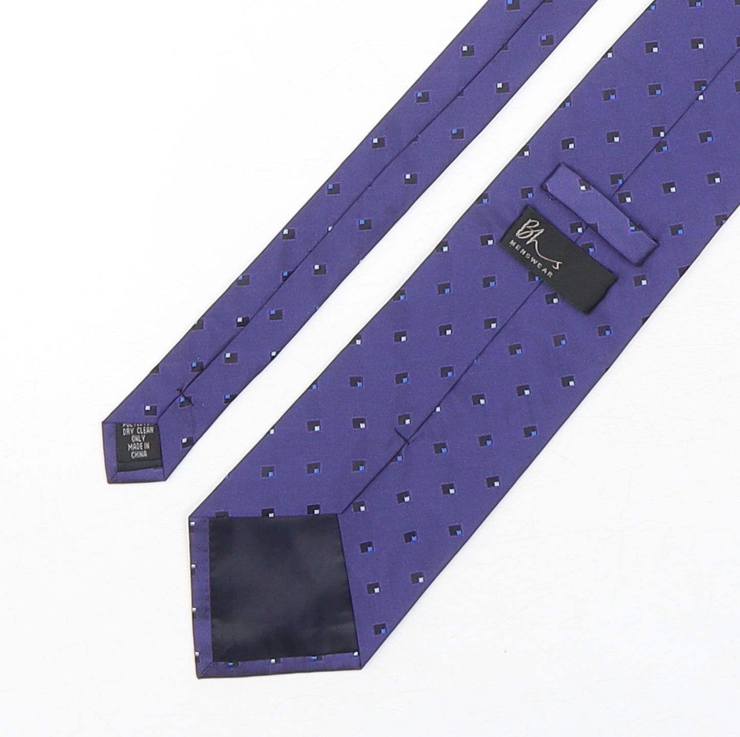 BHS Mens Purple Geometric Polyester Pointed Tie One Size